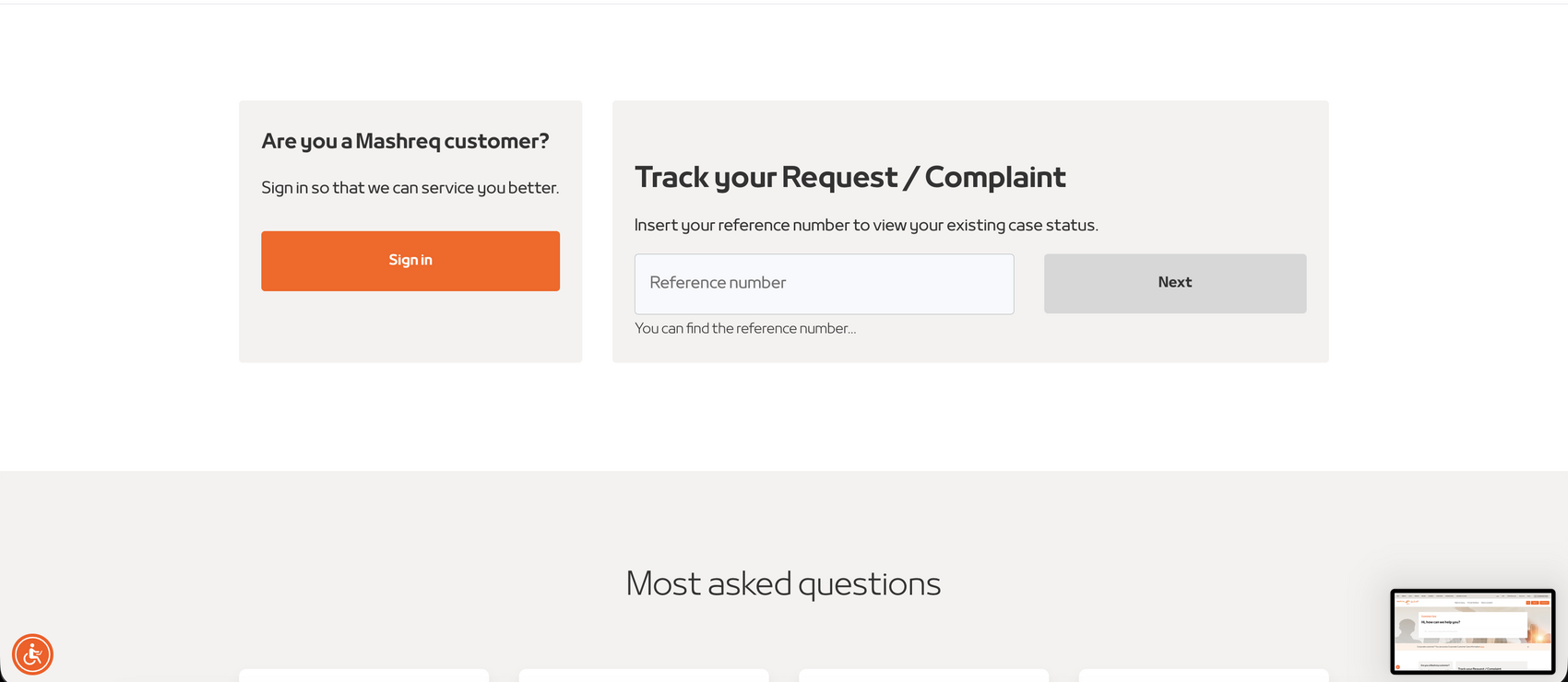 Help topics presented as scannable cards on the Customer Care page