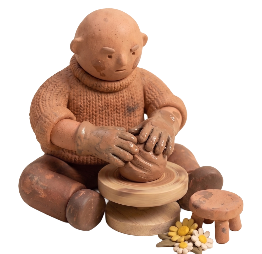 Hands centering the clay on the wheel